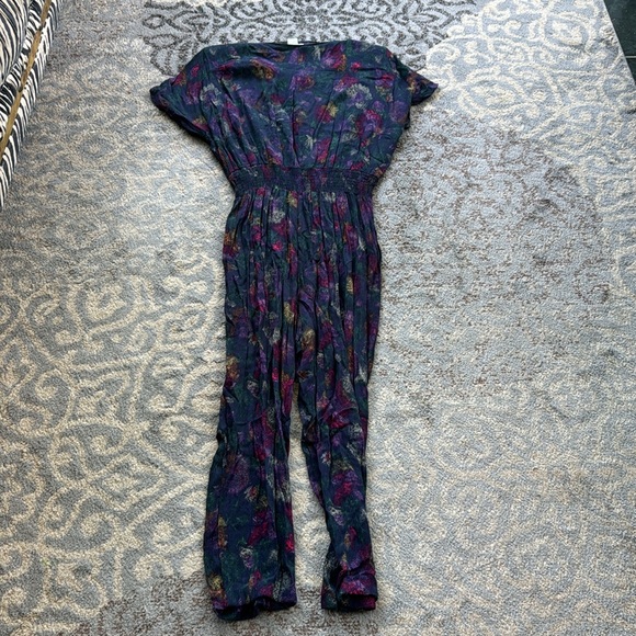 Vintage Rafael Cap Sleeve Jumpsuit Floral Large - Picture 6 of 7